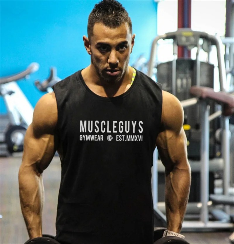 Brand Muscle Singlets Gyms Workout Sleeveless Shirt Stringer Tank Top Men Running Clothing Fitness Mens Sportwear Vests